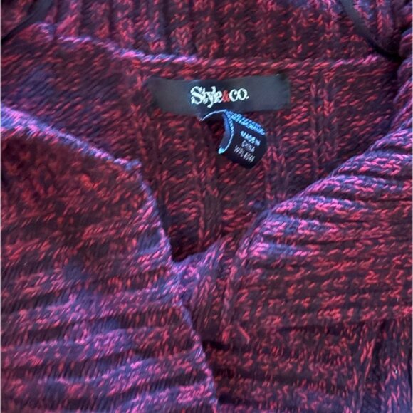 Style & Co Womens Button Front Cowl Neck Sweater-Red-L-GUC - Picture 4 of 8